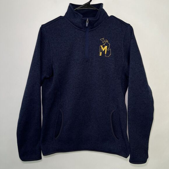 Charles River Apparel Michigan 1/4 Zip Pullover Sweater Womens Size Medium Navy - Picture 1 of 8